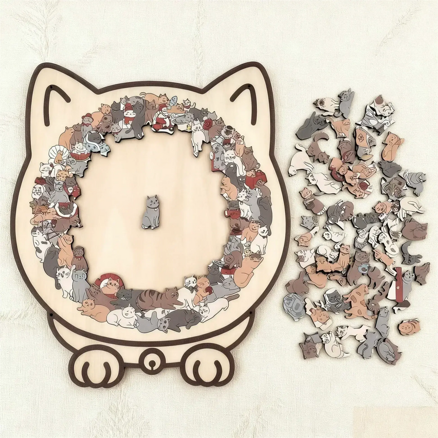 CatCraft™ - Premium 135-piece wooden cat puzzle