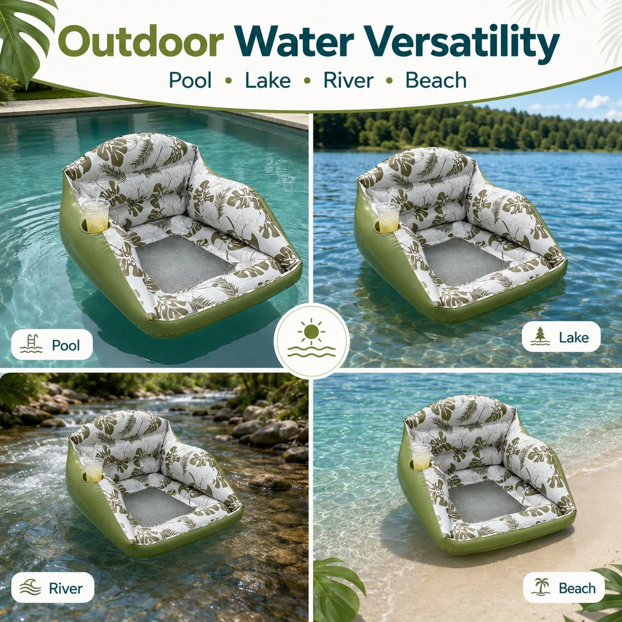 FlexFloat™ - Versatile 3-in-1 pool lounge with ergonomic mesh design