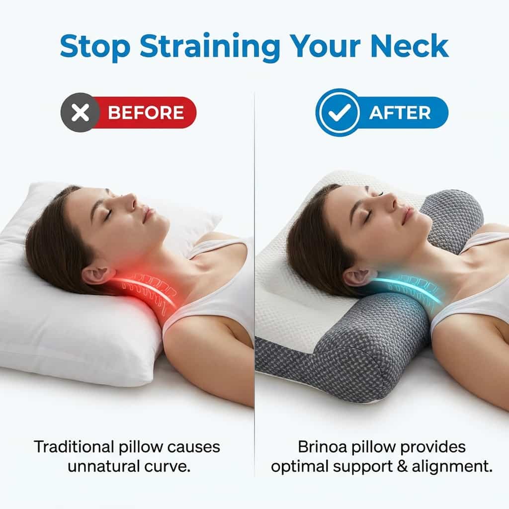 Brinoa Ergonomic Relief Pillow - Relieves Neck & Shoulder Pain