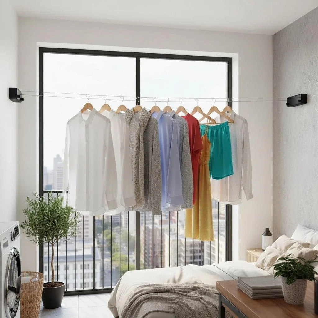 QuickCord™ - Retractable 4-meter clothesline for space-saving laundry