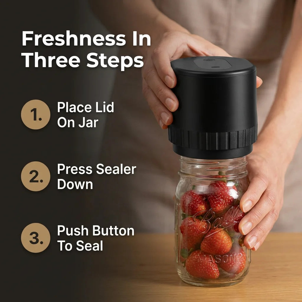 JarGuard™ - Cordless Mason Jar Vacuum Sealer Kit