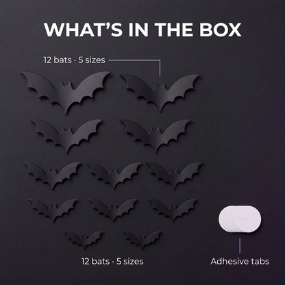 StickBat™ – 12 świecących nietoperzy LED na Halloween