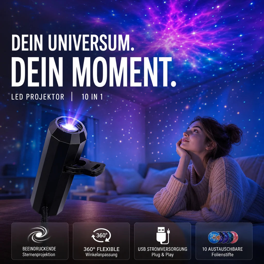 LED star projector with 10 projection slides