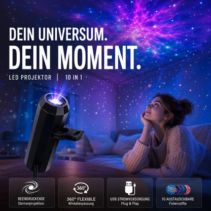 LED star projector with 10 projection slides