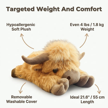 Anti-Stress Highland Cow Plush – Calming Sleep Companion