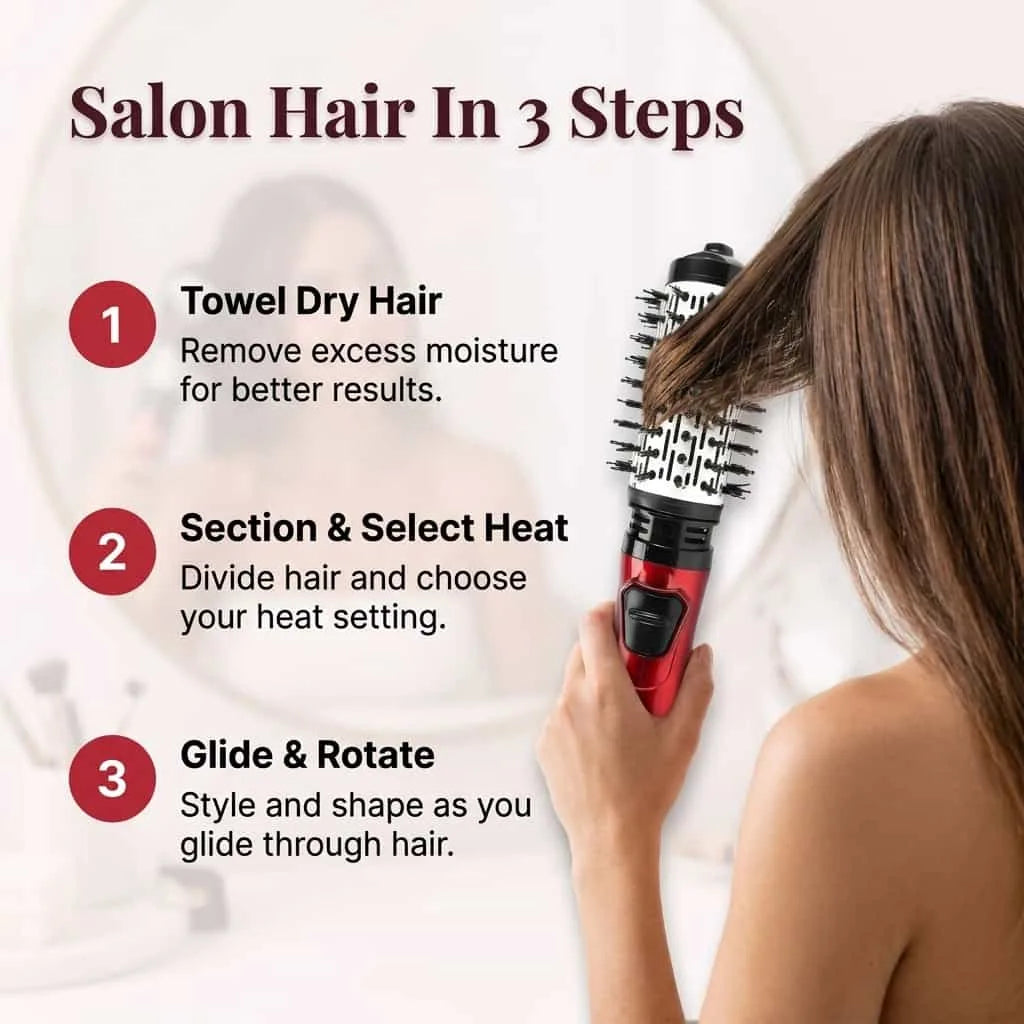 3-in-1 Rotating Hair Styler - Salon quality blowouts in seconds