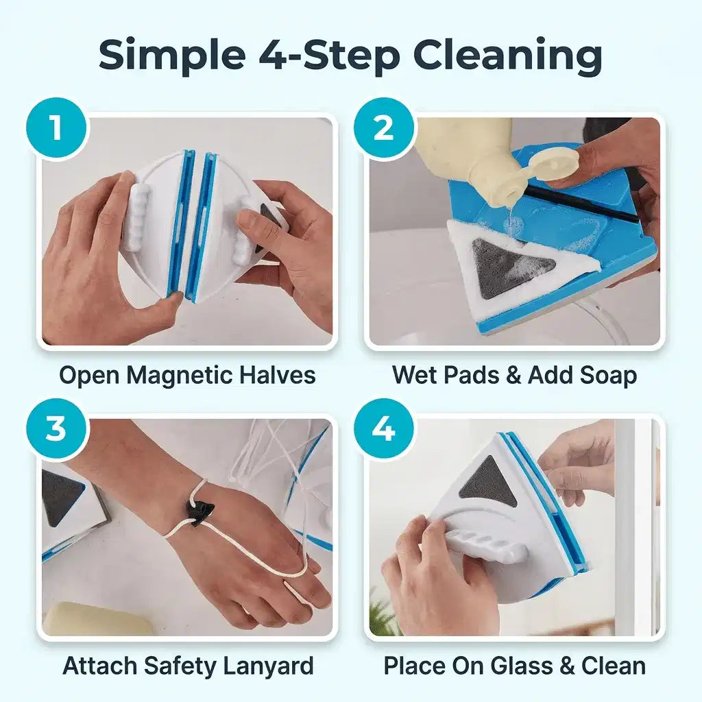 ClearGlide™ - Double-Sided Magnetic Window Cleaner